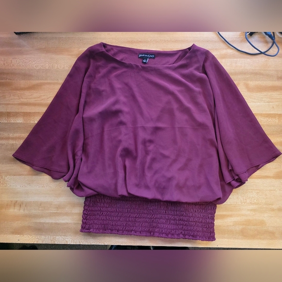 Sam & Jess Batwing Sleeve Smocked Hem Blouse (BL25) - Picture 10 of 11